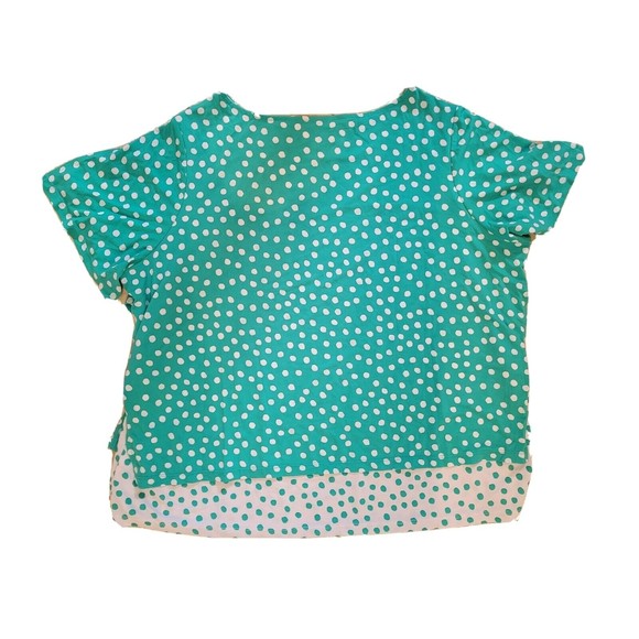 Susan Graver Liquid Knit Layered Top Metal Ring Details Polka Dot Mint White 2XL - Picture 4 of 10